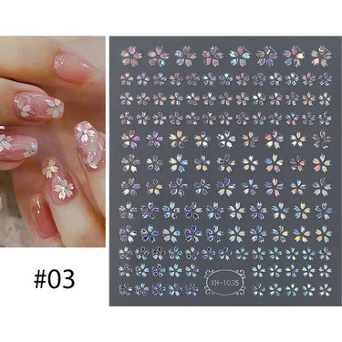 3D Laser Sakura Flower Nail Sticker